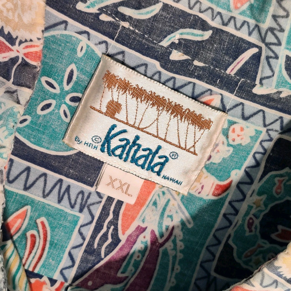 Kahala Christmas Aloha Shirt Mens XXL Cotton Reverse Print Hawaiian Surfin Santa - Picture 3 of 13